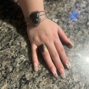 Taxco style Carved  Obsidian Set